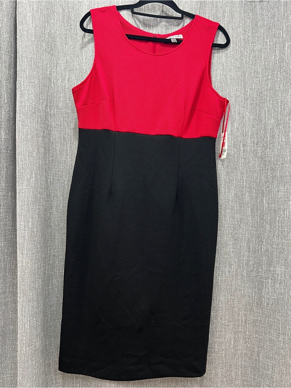 jcpenney Red and Black Colorblock Midi Sheath Dress